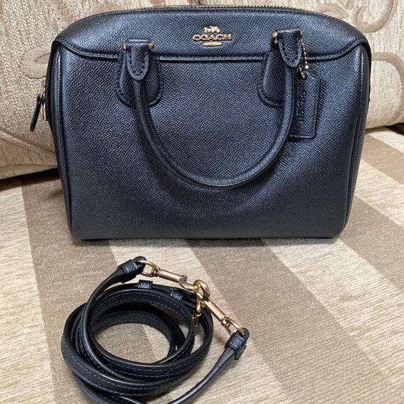 Coach Leather Bennett Satchel Metallic Denim Authentic - Picture 8 of 11